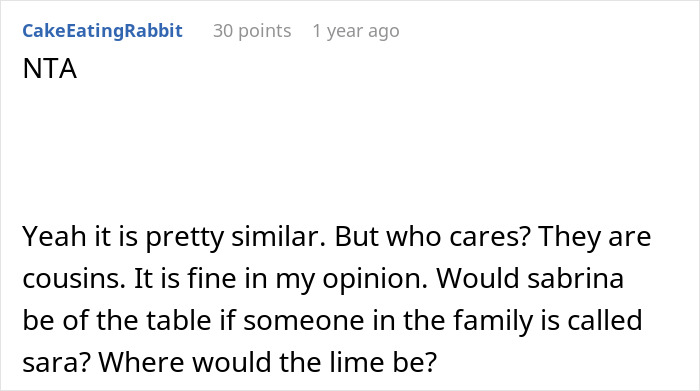 Couple Is Mad That Sis Named Newborn Similar To Their Daughter, She Calls Out Their Double Standards Couple Is Mad That Sis Named Newborn Similar To Their Daughter, She Calls Out Their Double Standards