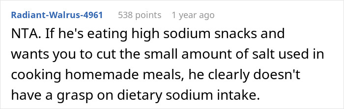 Woman Refuses To Cut Salt From Meals Completely Because Of BF’s Blood Pressure, He Turns “Salty” Woman Refuses To Cut Salt From Meals Completely Because Of BF’s Blood Pressure, He Turns “Salty”