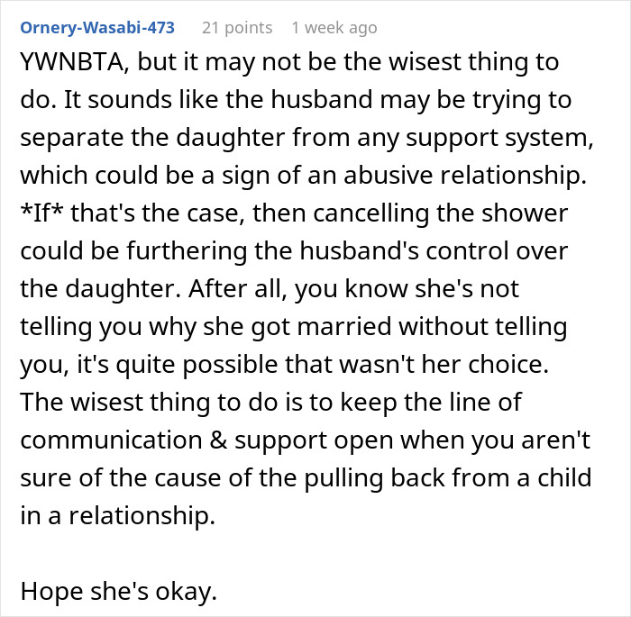 Mom-To-Be Doesn't See A Big Deal In Not Inviting Dad To Wedding, Stepmom Cancels Baby Shower Mom-To-Be Doesn't See A Big Deal In Not Inviting Dad To Wedding, Stepmom Cancels Baby Shower