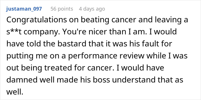 Boss Puts Woman On Performance Review For Beating Cancer, It Majorly Backfires Boss Puts Woman On Performance Review For Beating Cancer, It Majorly Backfires