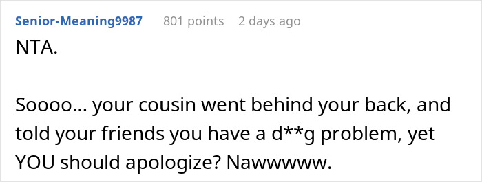 Woman Feels Humiliated After She Hosts Intervention For Cousin’s ‘Problem’ Which Wasn’t Real Woman Feels Humiliated After She Hosts Intervention For Cousin’s ‘Problem’ Which Wasn’t Real