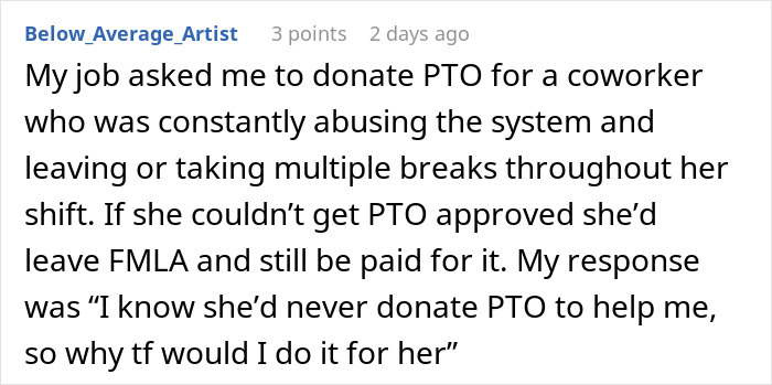 “It Finally Happened”: Woman Is Furious After Boss Expects Her To “Donate” PTO To A Coworker “It Finally Happened”: Woman Is Furious After Boss Expects Her To “Donate” PTO To A Coworker