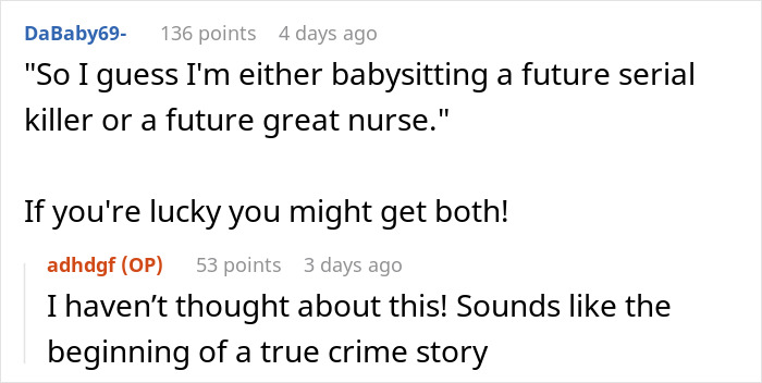 Babysitter Taken Aback When Kid They’re Sitting Says They’re Obsessed With Blood And Needles Babysitter Taken Aback When Kid They’re Sitting Says They’re Obsessed With Blood And Needles