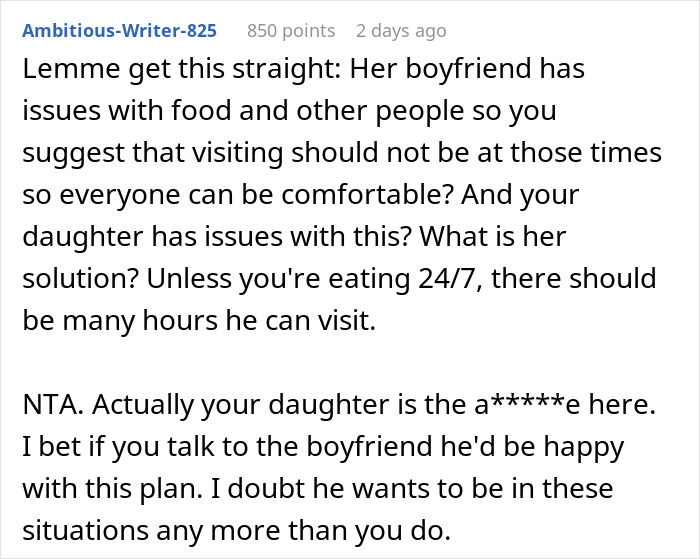 “AITA If I Asked My Daughter’s Deipnophobic Boyfriend Not To Come Over When We Are Eating?” “AITA If I Asked My Daughter’s Deipnophobic Boyfriend Not To Come Over When We Are Eating?”