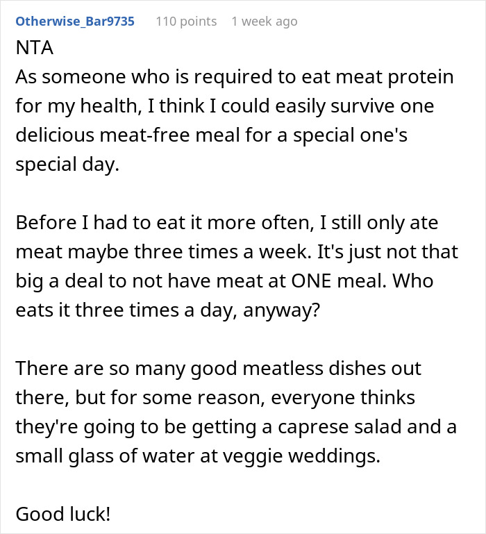 “Disrespectful”: Couple Called Out For Their Vegetarian Wedding Menu, Ask Who’s In The Wrong “Disrespectful”: Couple Called Out For Their Vegetarian Wedding Menu, Ask Who’s In The Wrong