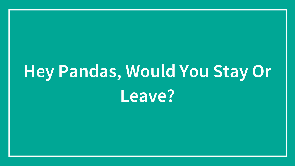 Hey Pandas, Would You Stay Or Leave?