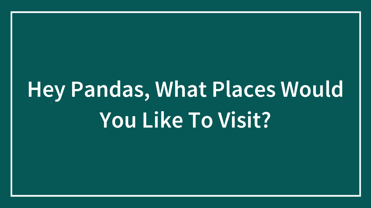 Hey Pandas, What Places Would You Like To Visit?