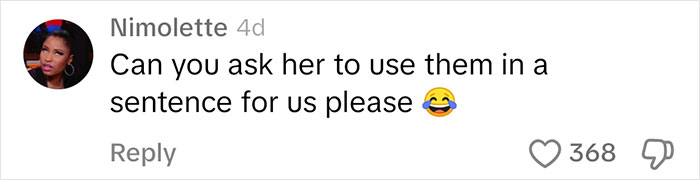 Comment asking for slang sentence example, discussing Gen Alpha slang learning. Comment asking for slang sentence example, discussing Gen Alpha slang learning.