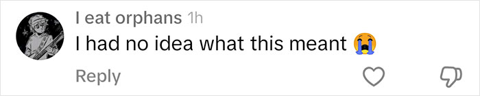 Social media comment expressing confusion about slang with crying emoji. Social media comment expressing confusion about slang with crying emoji.