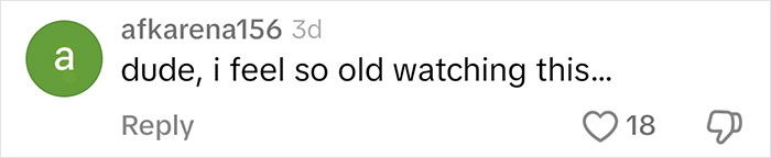Comment expressing feeling old about Gen Alpha slang lesson, with 18 likes. Comment expressing feeling old about Gen Alpha slang lesson, with 18 likes.