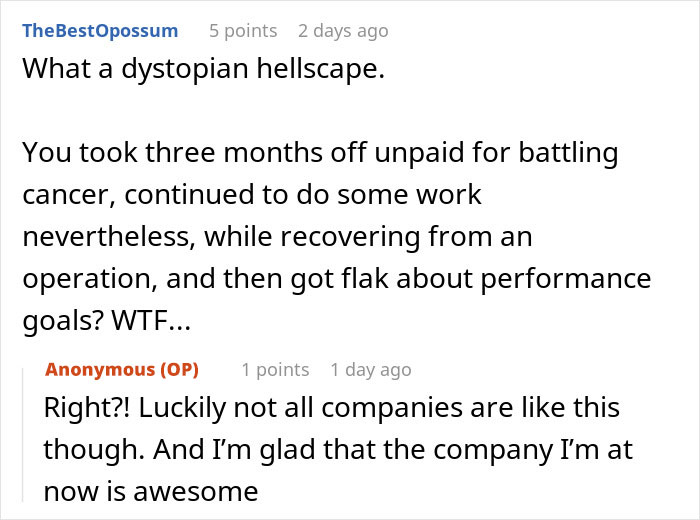 Boss Puts Woman On Performance Review For Beating Cancer, It Majorly Backfires Boss Puts Woman On Performance Review For Beating Cancer, It Majorly Backfires