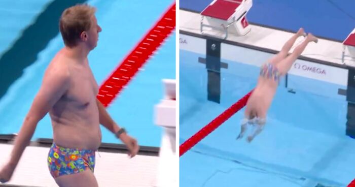 Man With “Dad Bod” And Snug Speedos Hailed A Legend For Keeping “The Olympics From Falling Apart”