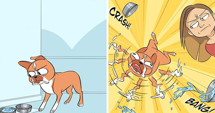 This Artist Has A Dog And Cat, And She Portrays Their Adventures In Her Comics (35 Pics)