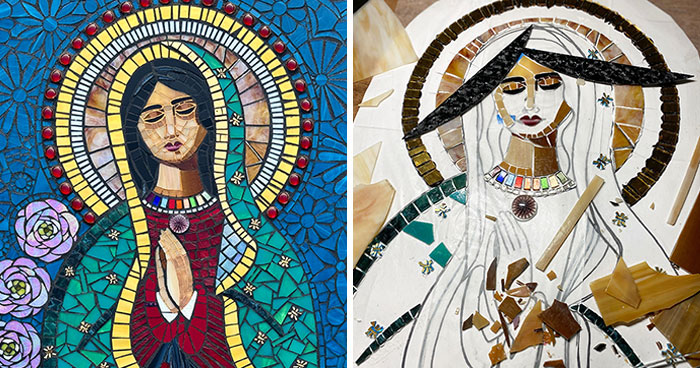 I Captured The Stages Of My Mosaic Artwork Illustrating The Holy ‘Mary’