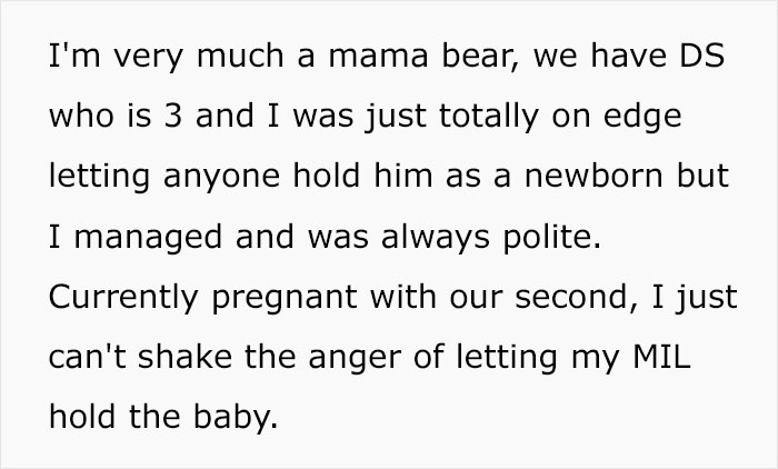 Mom At Wits' End With Her MIL, Can’t Even Fathom The Thought Of Letting Her Hold The Baby Mom At Wits' End With Her MIL, Can’t Even Fathom The Thought Of Letting Her Hold The Baby