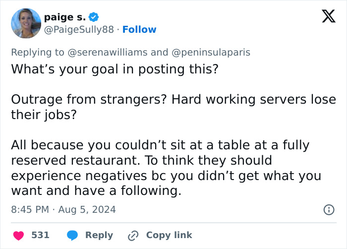 Paris Restaurant Defends Decision To Turn Away Serena Williams And Her Kids Despite Backlash Paris Restaurant Defends Decision To Turn Away Serena Williams And Her Kids Despite Backlash