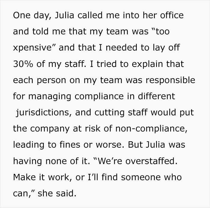 Worker Maliciously Complies With CFO’s Lay-Offs Until She Realizes She Made A Huge Mistake Worker Maliciously Complies With CFO’s Lay-Offs Until She Realizes She Made A Huge Mistake