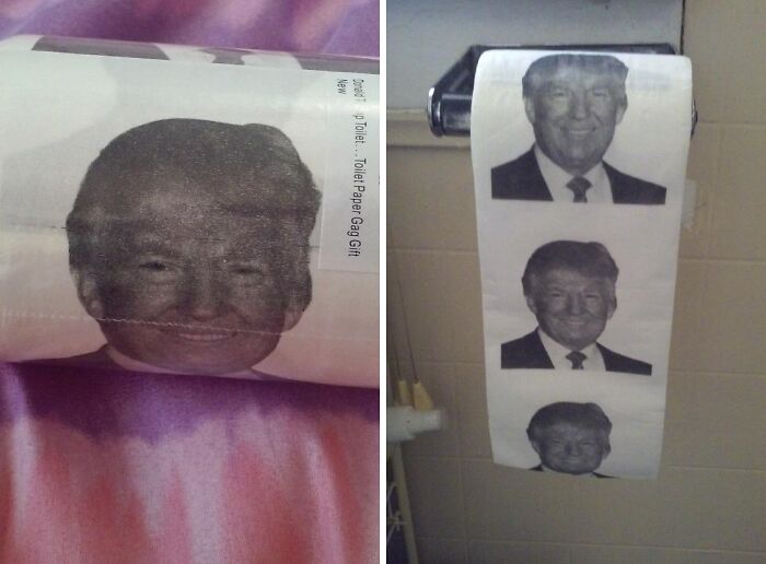 Toilet paper roll featuring repeated printed faces as one of the weirdest picks found on Amazon. Toilet paper roll featuring repeated printed faces as one of the weirdest picks found on Amazon.