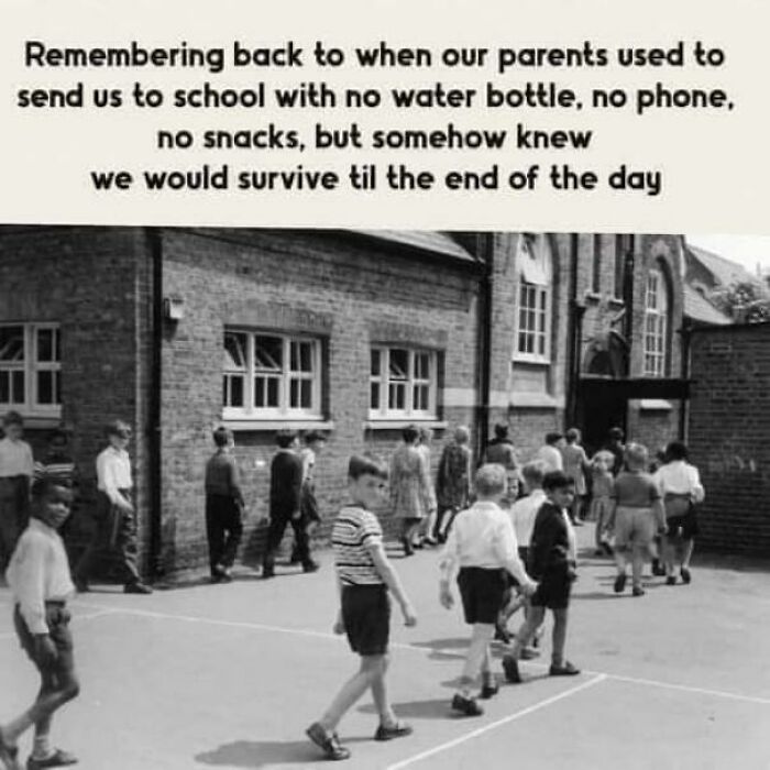 Black and white photo of children walking to school, evoking nostalgia and reminders of creaking joints from the past.