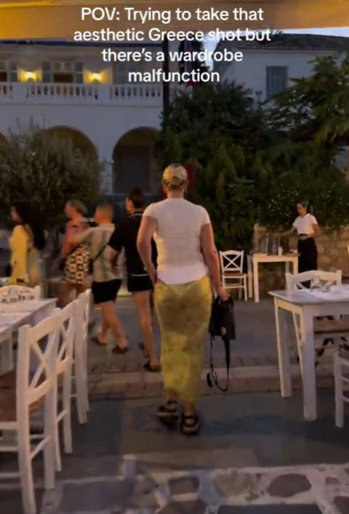 "Looks Like A Diaper": Woman Goes Viral For Disastrous Wardrobe Malfunction In Greece "Looks Like A Diaper": Woman Goes Viral For Disastrous Wardrobe Malfunction In Greece