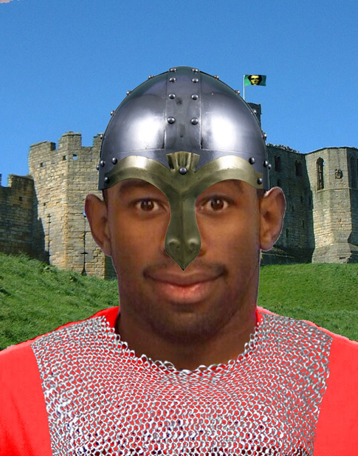 "Tyler The Creator mugshot edited with medieval knight armor in front of a castle. "Tyler The Creator mugshot edited with medieval knight armor in front of a castle.