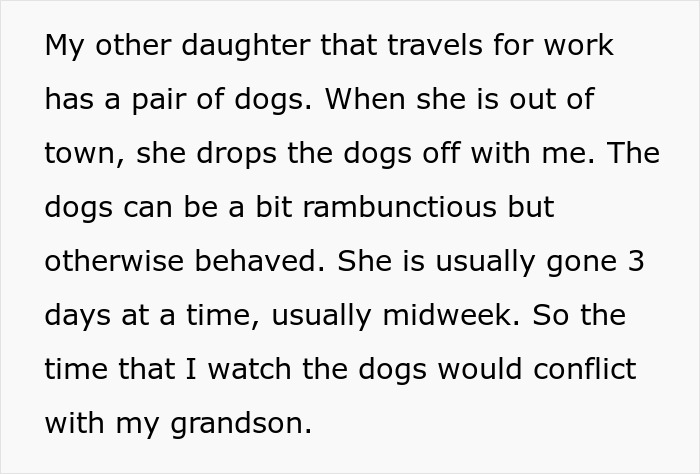 Woman Stops Talking To Mom Who Chose To Babysit Her Grandson Instead Of Watching Her Dogs Woman Stops Talking To Mom Who Chose To Babysit Her Grandson Instead Of Watching Her Dogs