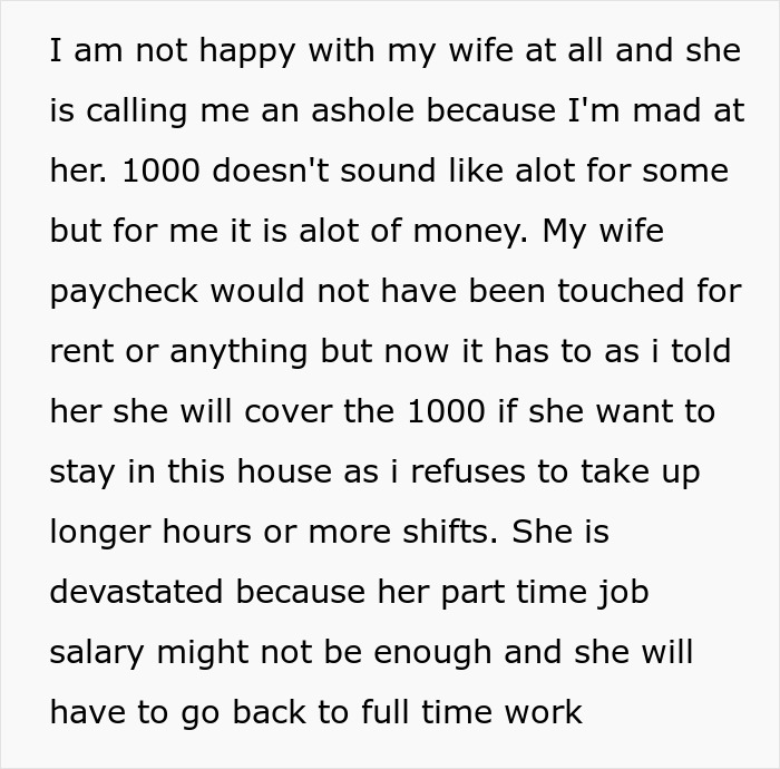 Man Berates Pregnant Wife After Her Outburst As It Will Cost Them $1K A Month Man Berates Pregnant Wife After Her Outburst As It Will Cost Them $1K A Month