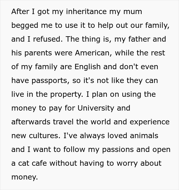 Family Regrets Treating Daughter Poorly After She Refuses To Share Her $700k Inheritance Family Regrets Treating Daughter Poorly After She Refuses To Share Her $700k Inheritance