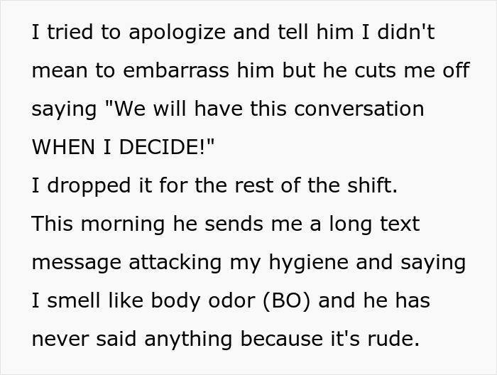 Boss Threatens Employee With A Write-Up After They Complained About Him Stinking Of Smoke Boss Threatens Employee With A Write-Up After They Complained About Him Stinking Of Smoke