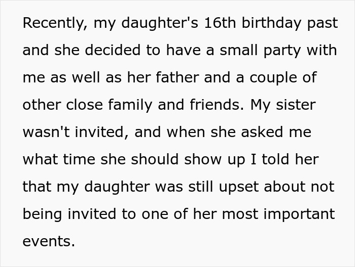 Niece Refuses To Invite Aunt To Her Birthday After Wedding Exclusion, Aunt Turns Passive-Aggressive Niece Refuses To Invite Aunt To Her Birthday After Wedding Exclusion, Aunt Turns Passive-Aggressive