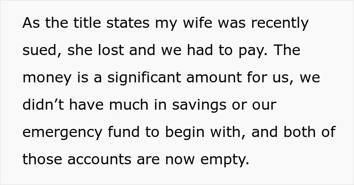Woman’s “Stupid Lawsuit” Empties Couple’s Savings, Husband Can’t Move Past It Woman’s “Stupid Lawsuit” Empties Couple’s Savings, Husband Can’t Move Past It