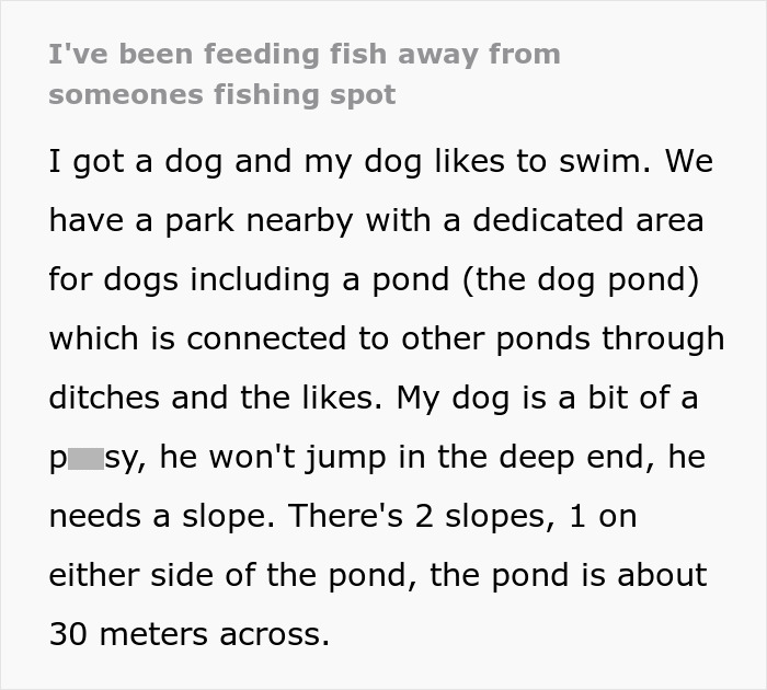 Dog Owner Schemes To Lure Fish Away From Boomers’ Fishing Zone After They Mess Up The Dog Pond Dog Owner Schemes To Lure Fish Away From Boomers’ Fishing Zone After They Mess Up The Dog Pond