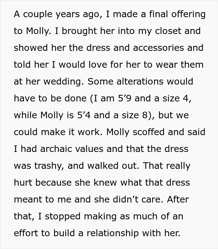 Stepdaughter Insults Woman's Wedding Dress, Creates Drama After She Gives It To Future DIL Stepdaughter Insults Woman's Wedding Dress, Creates Drama After She Gives It To Future DIL