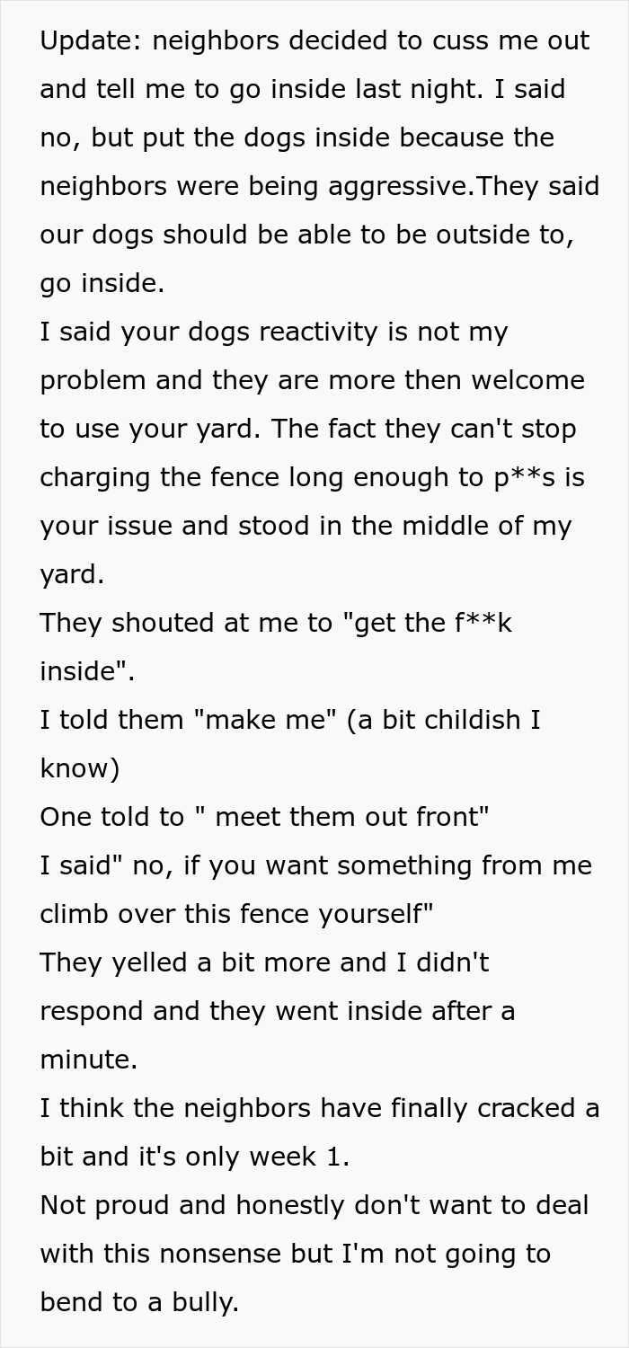 Bad Neighbors Scream At Lady For Using Her Own Yard Due To Their Reactive Dogs, She Gets Revenge Bad Neighbors Scream At Lady For Using Her Own Yard Due To Their Reactive Dogs, She Gets Revenge