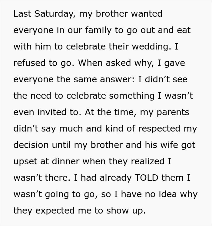 Bride Bans Groom’s Bro From Wedding Due To Age, Sparks Drama As He Refuses To Attend Family Dinner Bride Bans Groom’s Bro From Wedding Due To Age, Sparks Drama As He Refuses To Attend Family Dinner