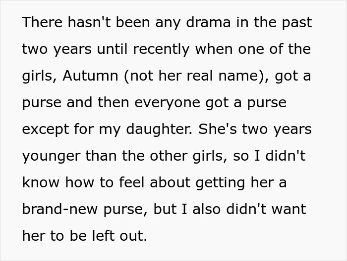 "AITA For Getting My Daughter A Designer Bag When Not Everyone In The Group Could Afford It?" "AITA For Getting My Daughter A Designer Bag When Not Everyone In The Group Could Afford It?"