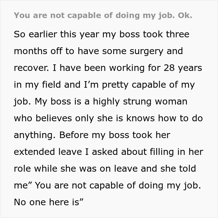 Boss Claims No One Can Replace Her, Company Hires Clueless 24YO, She Returns To Chaos 3 Months Later Boss Claims No One Can Replace Her, Company Hires Clueless 24YO, She Returns To Chaos 3 Months Later