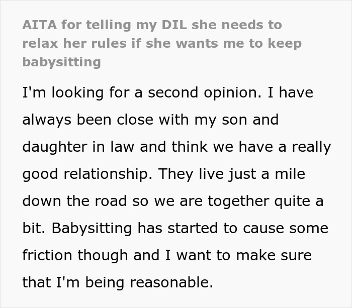 Grandma Doesn’t Want To Babysit Anymore As DIL Sets Ridiculous Rules For 3YO’s First Experiences Grandma Doesn’t Want To Babysit Anymore As DIL Sets Ridiculous Rules For 3YO’s First Experiences