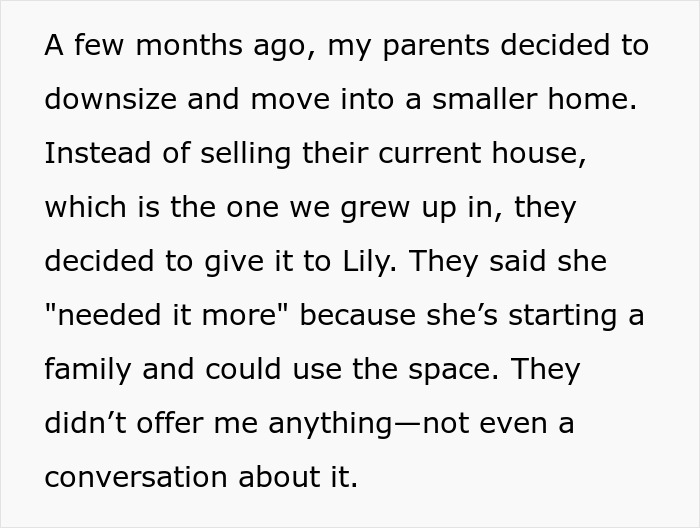 “Family Comes First”: Man Refuses To Help Parents After They Give Their House To Sister “Family Comes First”: Man Refuses To Help Parents After They Give Their House To Sister