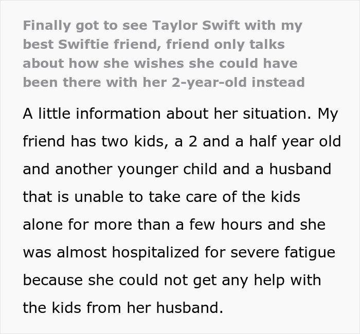 Mom Beside Herself After Going To Taylor Swift Concert As Her 2YO Isn’t There, Upsets Friend Mom Beside Herself After Going To Taylor Swift Concert As Her 2YO Isn’t There, Upsets Friend