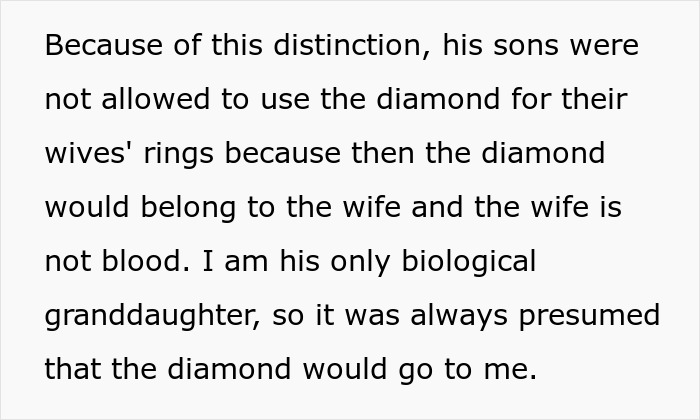 Bride-To-Be Wants Stepsister’s Heirloom Diamond For Engagement Ring, But Grandpa Says “No Way” Bride-To-Be Wants Stepsister’s Heirloom Diamond For Engagement Ring, But Grandpa Says “No Way”