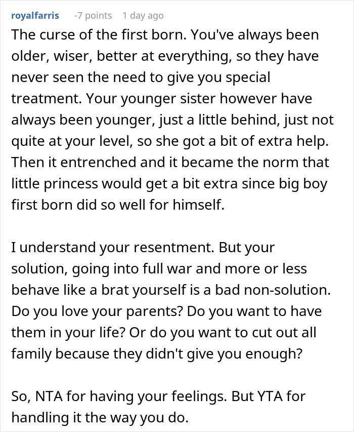 “Family Comes First”: Man Refuses To Help Parents After They Give Their House To Sister “Family Comes First”: Man Refuses To Help Parents After They Give Their House To Sister