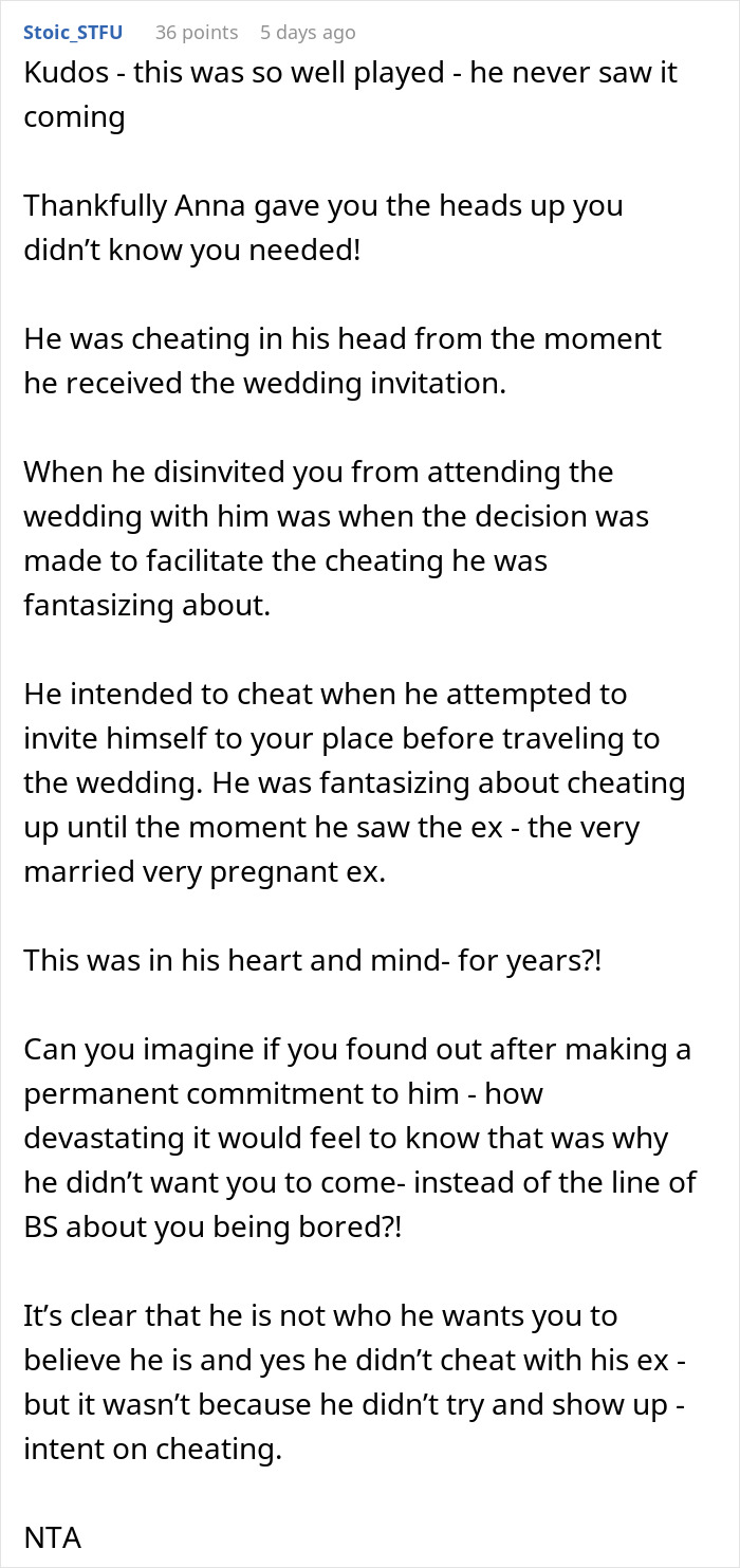 Guy Plans On Cheating With Ex During Family Wedding, Doesn't Bring His GF, Gets A Surprise Guy Plans On Cheating With Ex During Family Wedding, Doesn't Bring His GF, Gets A Surprise