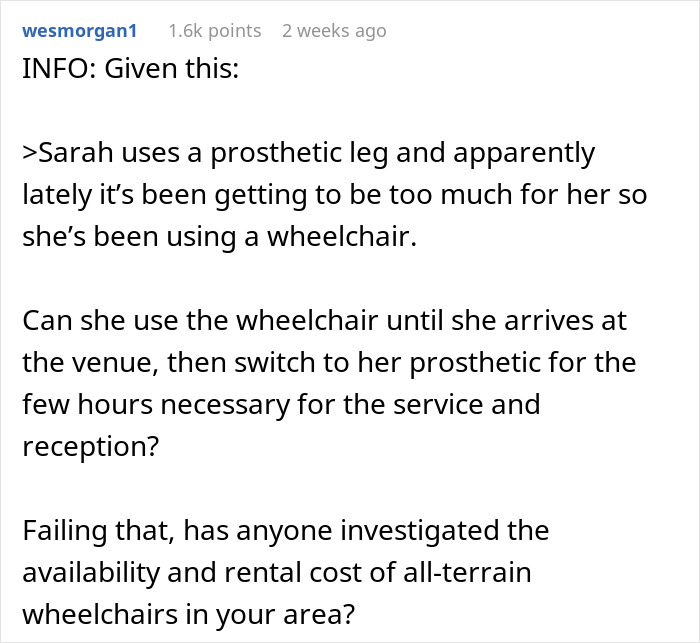 Bride Under Fire After Refusing To Exceed Budget For Brother’s Disabled Fiancée’s Needs Bride Under Fire After Refusing To Exceed Budget For Brother’s Disabled Fiancée’s Needs