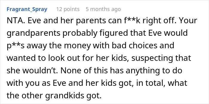 Woman Feels Entitled To Family’s Life-Changing Inheritance Just Because She Has 5 Kids, Gets A Reality Check Woman Feels Entitled To Family’s Life-Changing Inheritance Just Because She Has 5 Kids, Gets A Reality Check