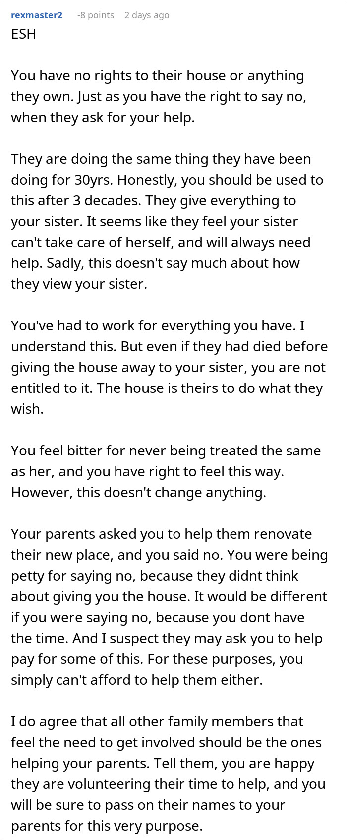 “Family Comes First”: Man Refuses To Help Parents After They Give Their House To Sister “Family Comes First”: Man Refuses To Help Parents After They Give Their House To Sister