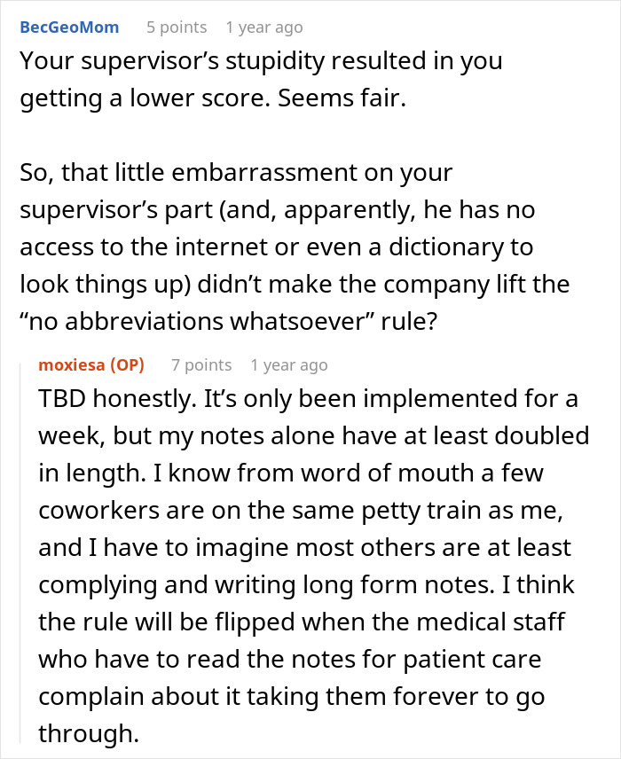 Woman Maliciously Complies With “No Abbreviations” Rule, Makes Supervisor Look Stupid Woman Maliciously Complies With “No Abbreviations” Rule, Makes Supervisor Look Stupid