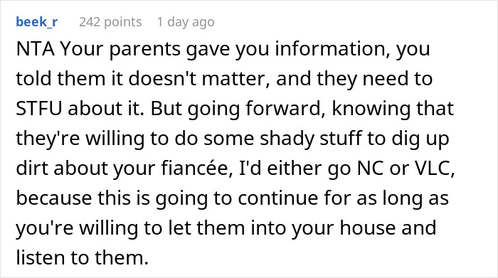 Woman Cuts Contact With Parents After They Dig Up Her Fiancé's Juvenile File To Break Them Up Woman Cuts Contact With Parents After They Dig Up Her Fiancé's Juvenile File To Break Them Up