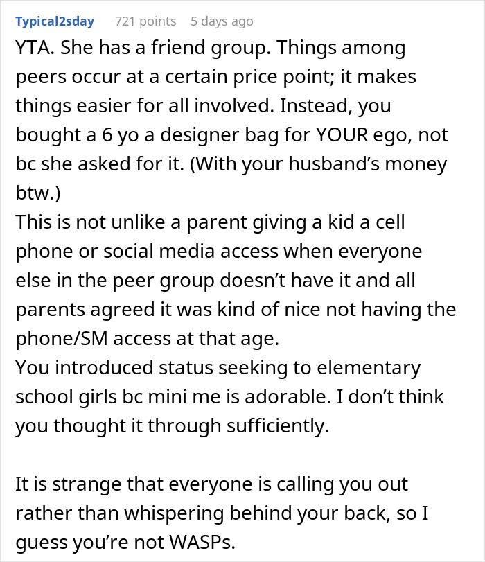 "AITA For Getting My Daughter A Designer Bag When Not Everyone In The Group Could Afford It?" "AITA For Getting My Daughter A Designer Bag When Not Everyone In The Group Could Afford It?"