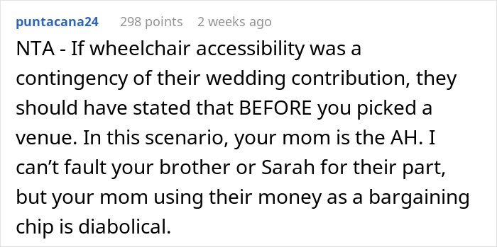 Bride Under Fire After Refusing To Exceed Budget For Brother’s Disabled Fiancée’s Needs Bride Under Fire After Refusing To Exceed Budget For Brother’s Disabled Fiancée’s Needs